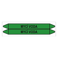 Značení potrubí, mycí voda,2 ks, 450 × 52 mm